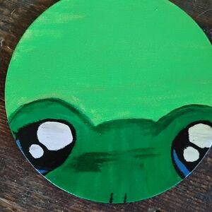Hand-Painted Green Frog Magnetic Canvas